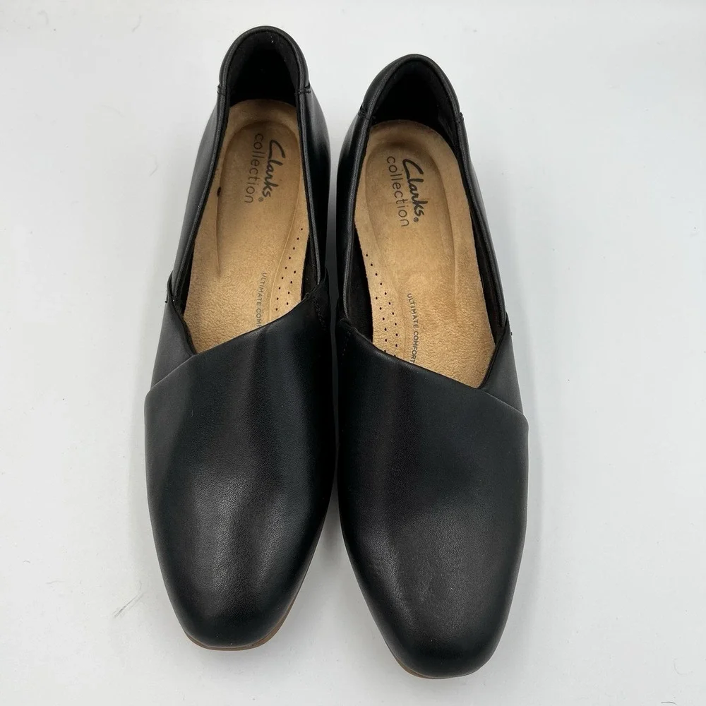 NEW! Clarks‎ Women's Juliet Palm Black Leather Loafer Women's Sz 9M Slip On
